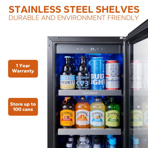 15'' 100 Cans Stainless Steel Beverage Refrigerator Z973