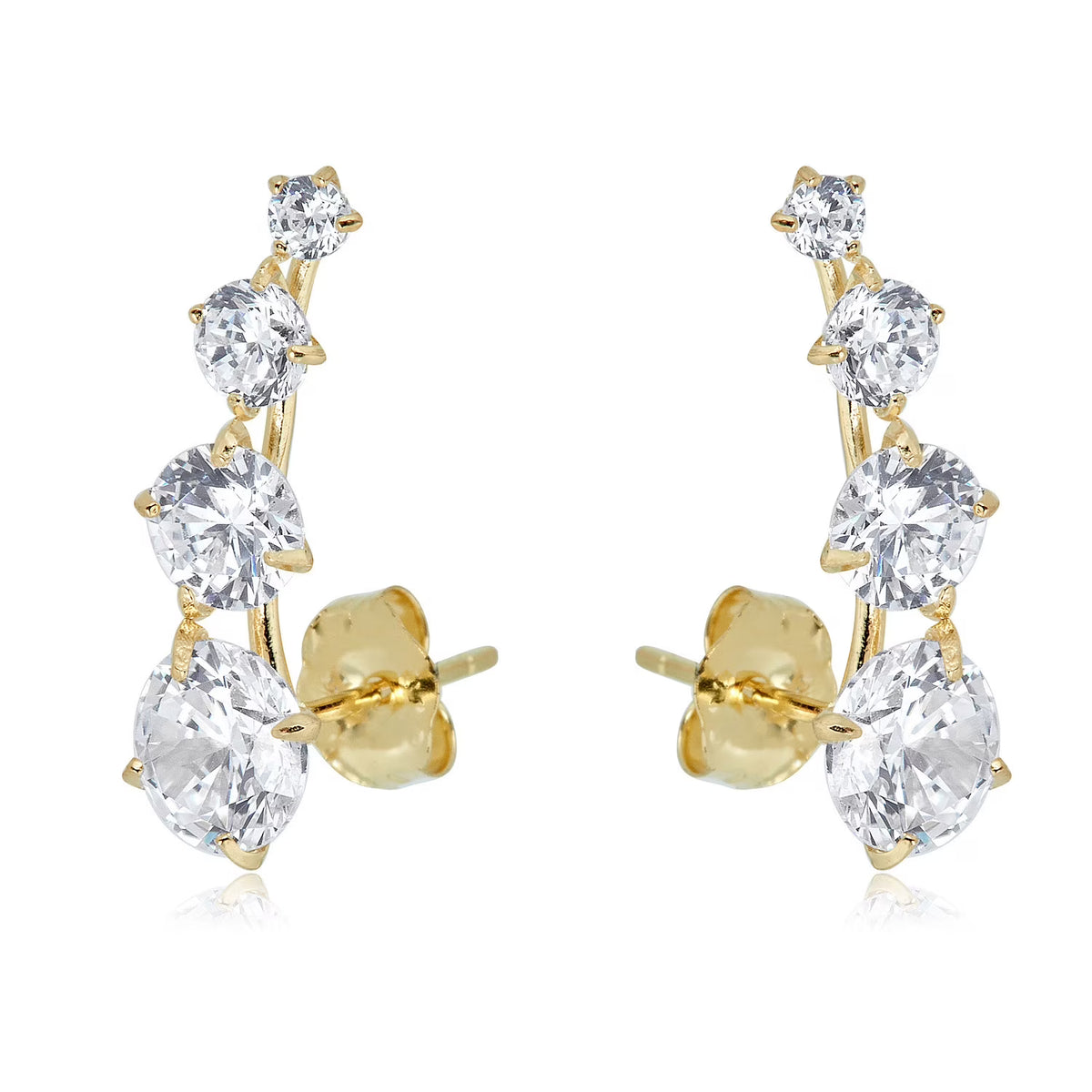 10K Yellow Gold Ear Crawler CZ Earrings K927