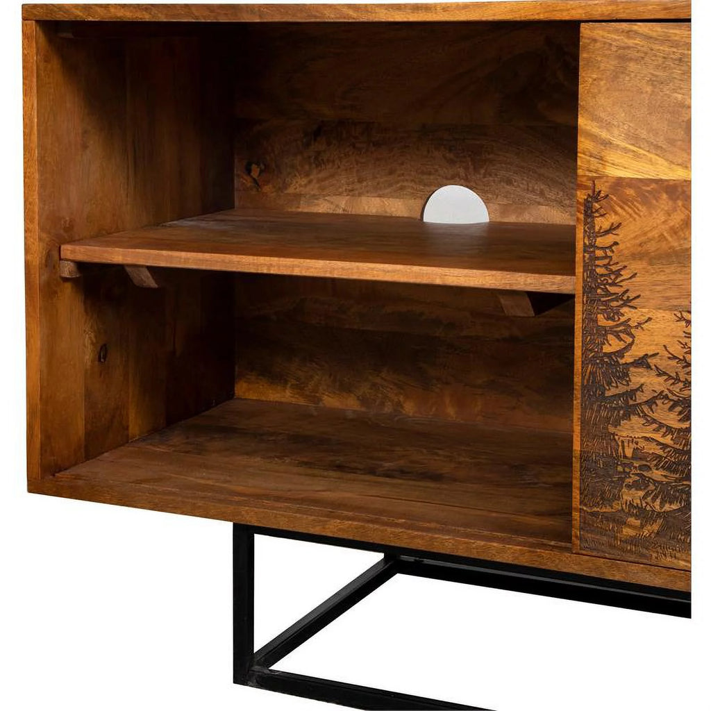 Solid Wood Laser Etched TV Stand I374