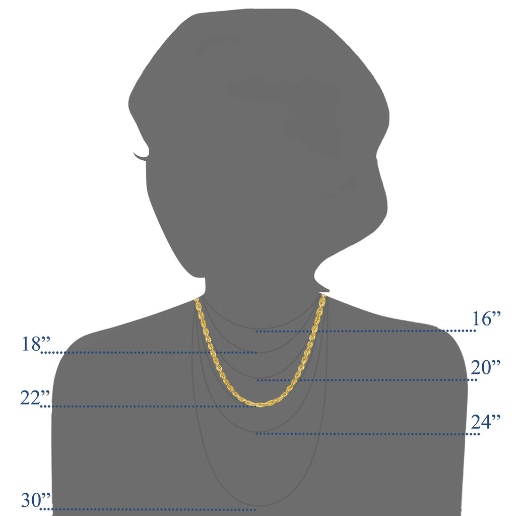 22 Inches Solid Yellow Gold Diamond-cut Rope Chain X461