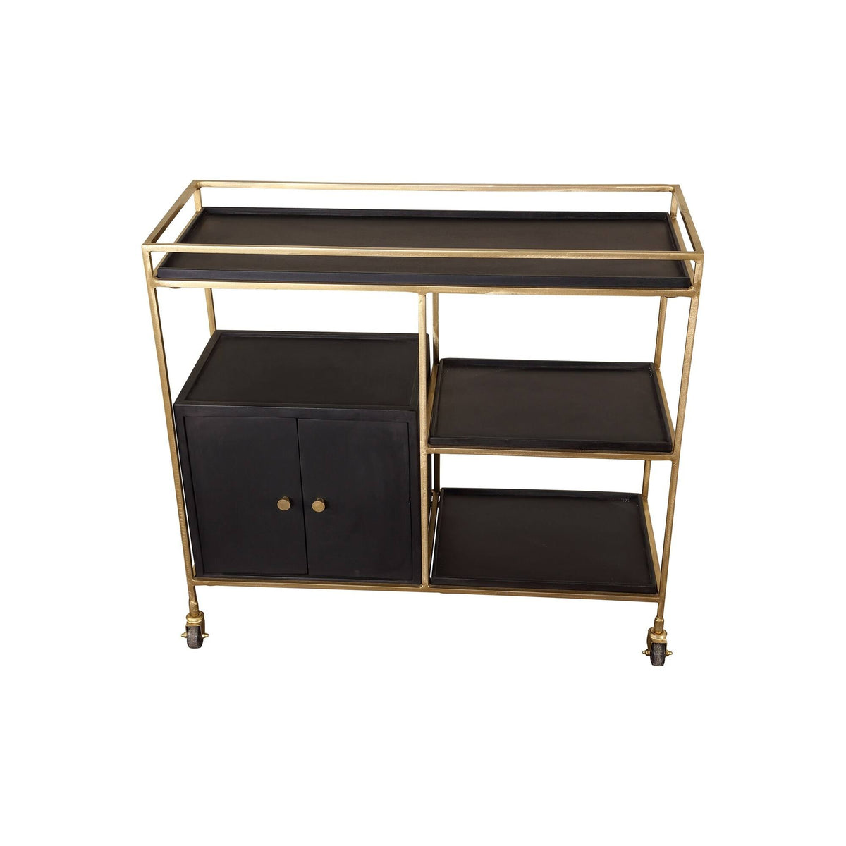 Black 3 Shelf 2 Door Cabinet Bar Cart G6300
