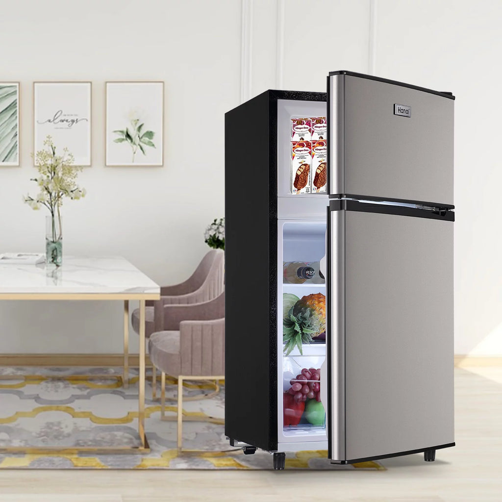 3.2 Cubic Feet Retro Dual Door Mini Fridge with Freezer I941606