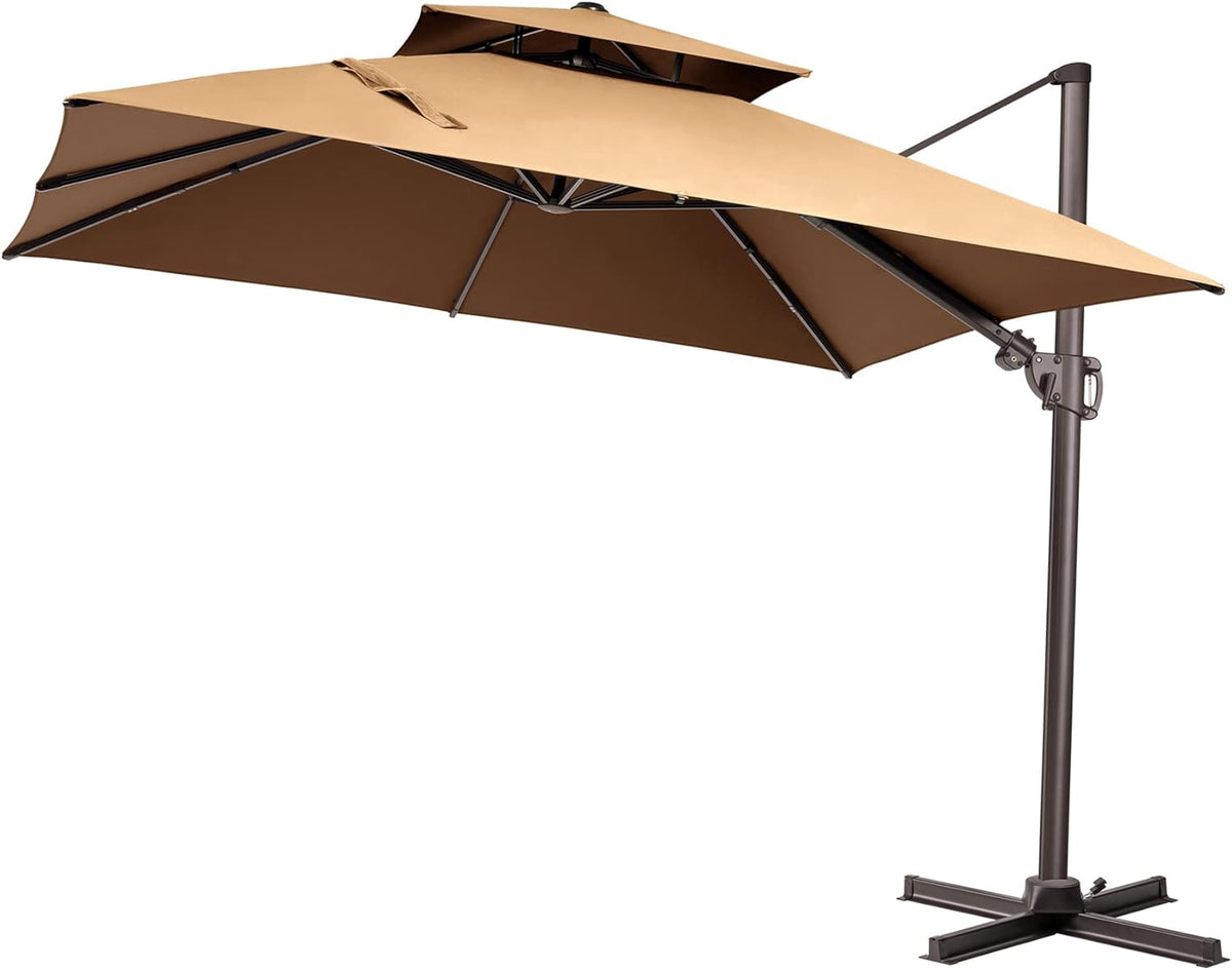 Grey Offset Cantilever Patio Umbrella with Aluminum Pole O767