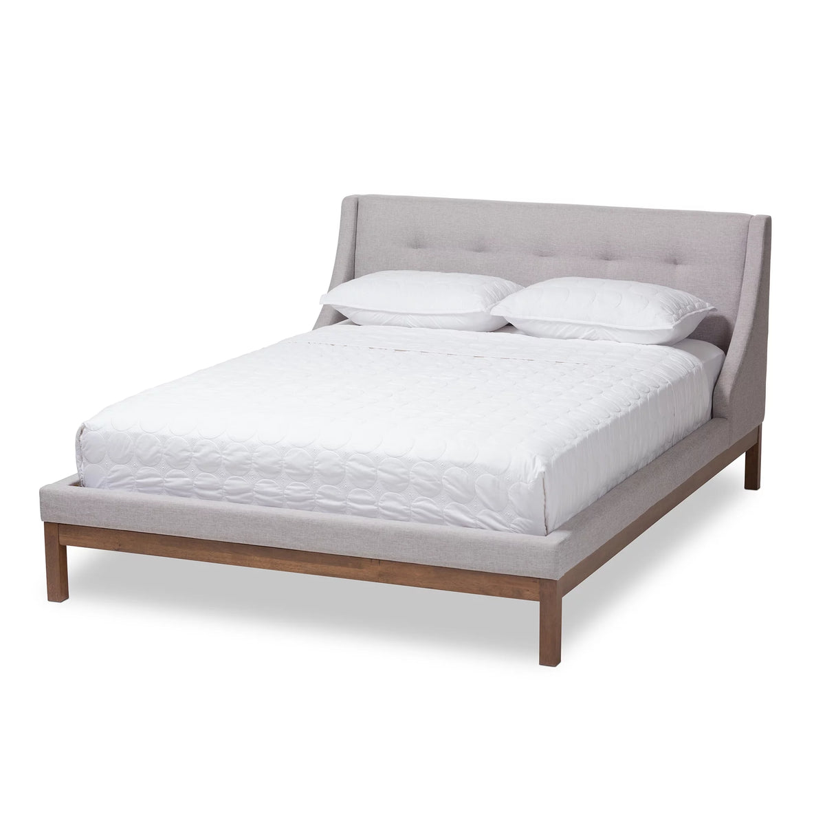 Fabric Upholstered Wood Platform Bed Y7899
