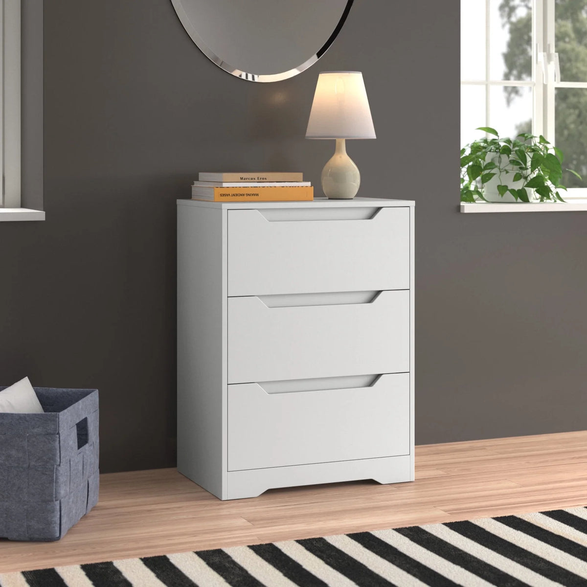 White 3 Drawer Dresser N8504