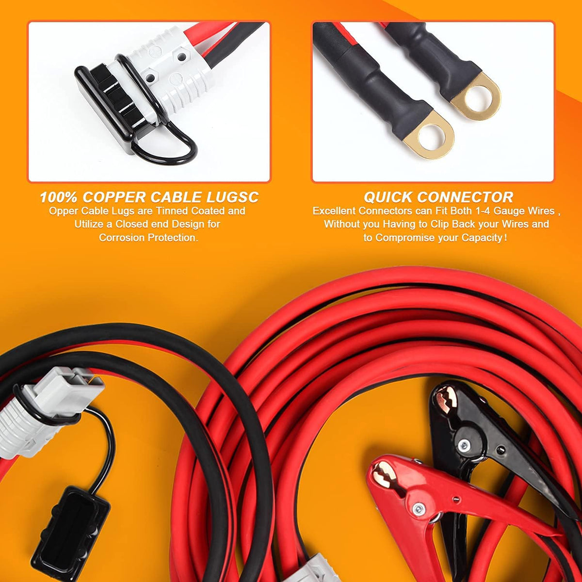 30 Feet 1 Gauge 800A Heavy Duty Booster Cable with Carry Bag F78364