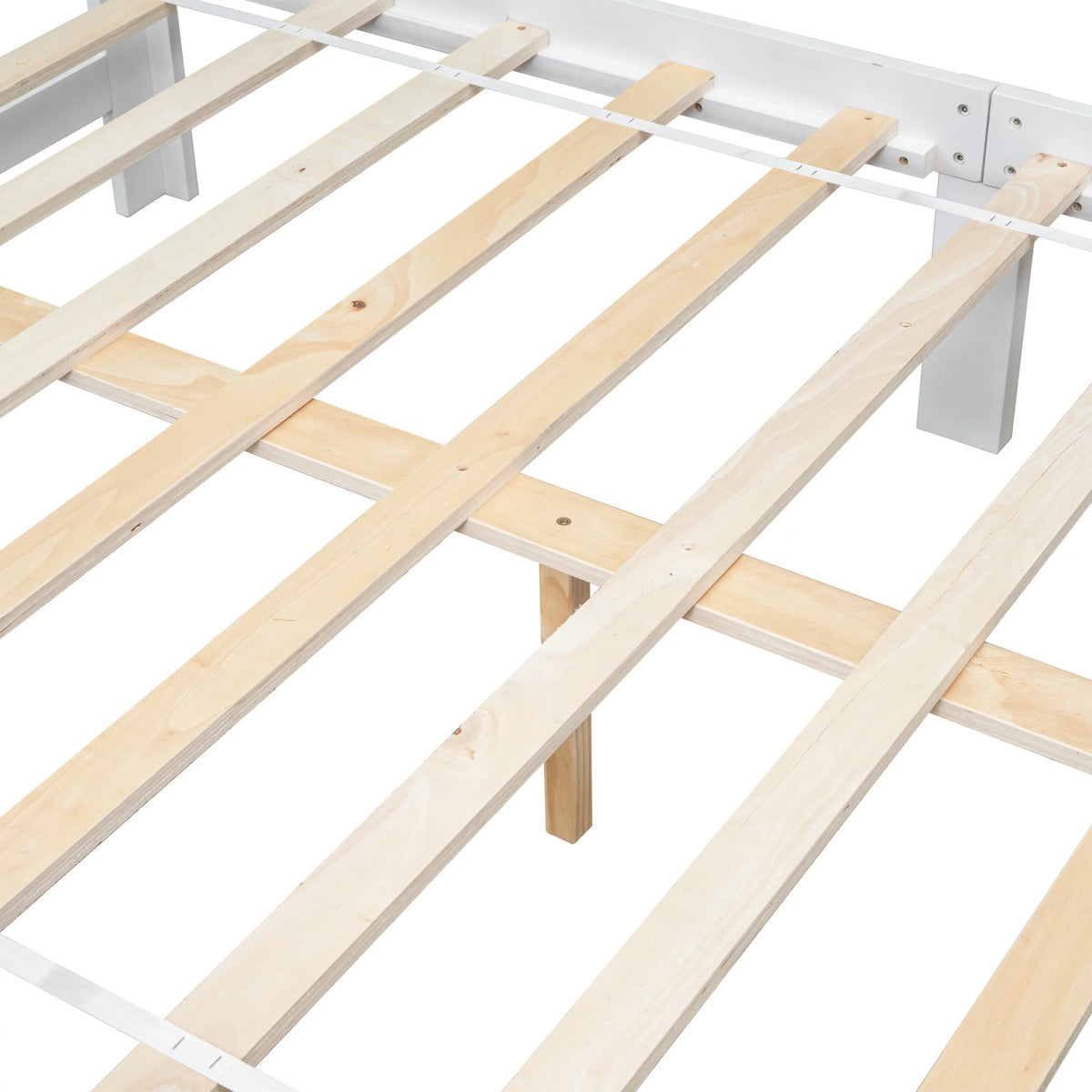 White Wood Platform Bed Frame with Headboard and Footboard Bench O391