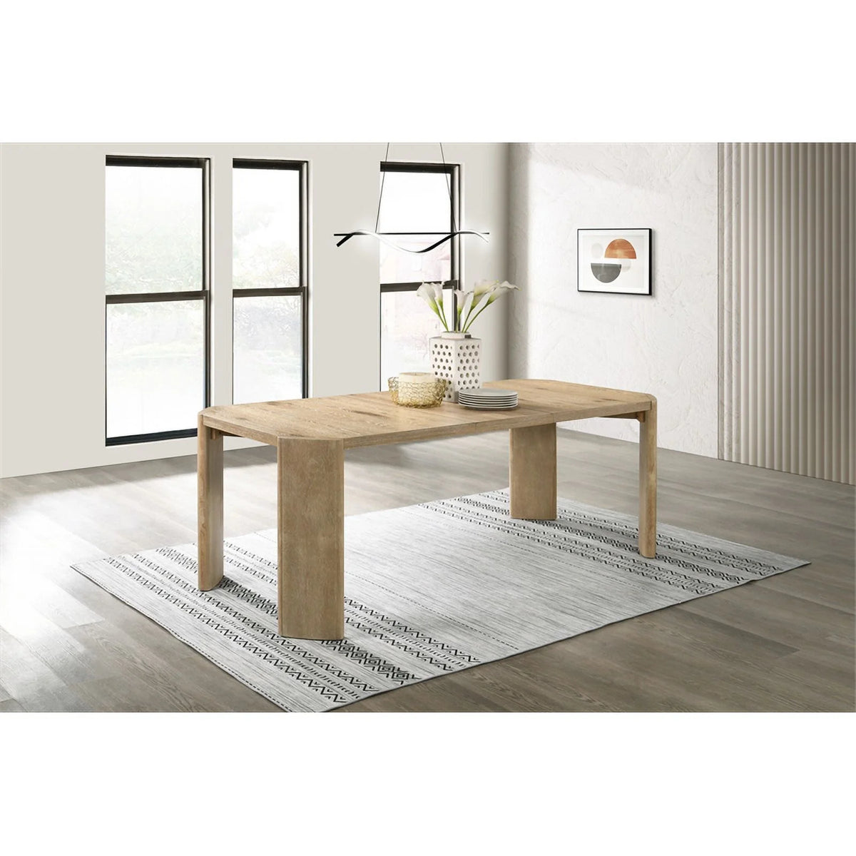 Oak Finish Wood Extendable Rectangular Dining Table A1174