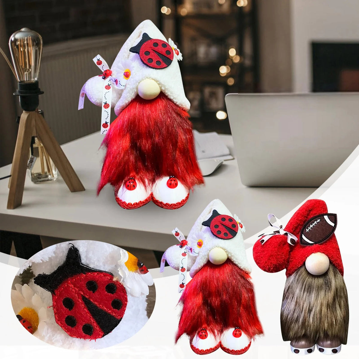 Ladybugs Daisy Gnome Holiday Ornament Doll Decorations N7774
