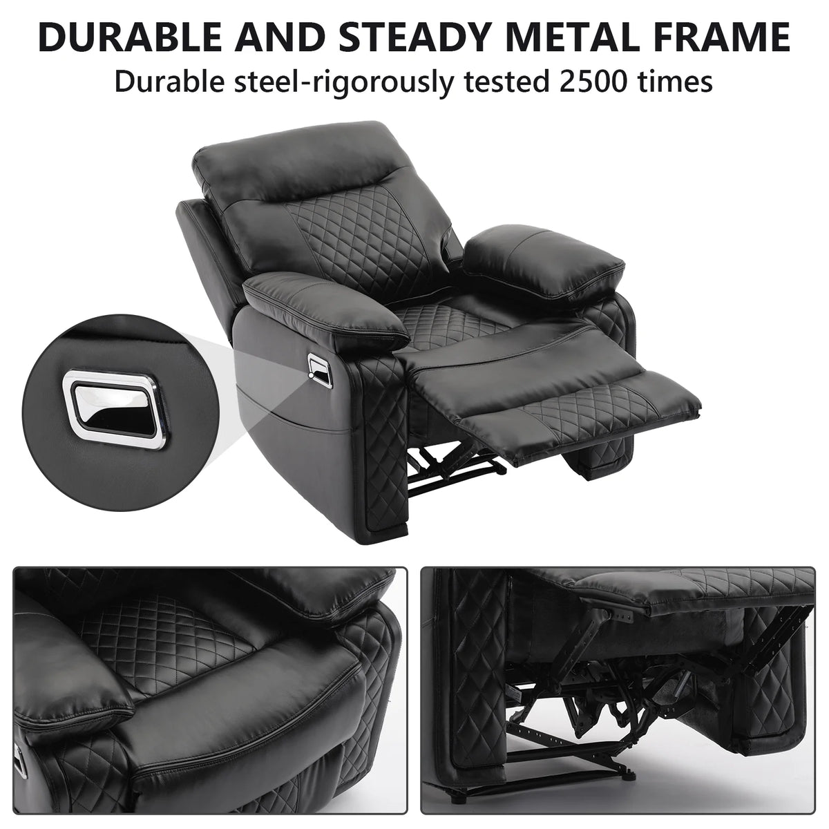 Black PU Leather Recliner Chair E5569