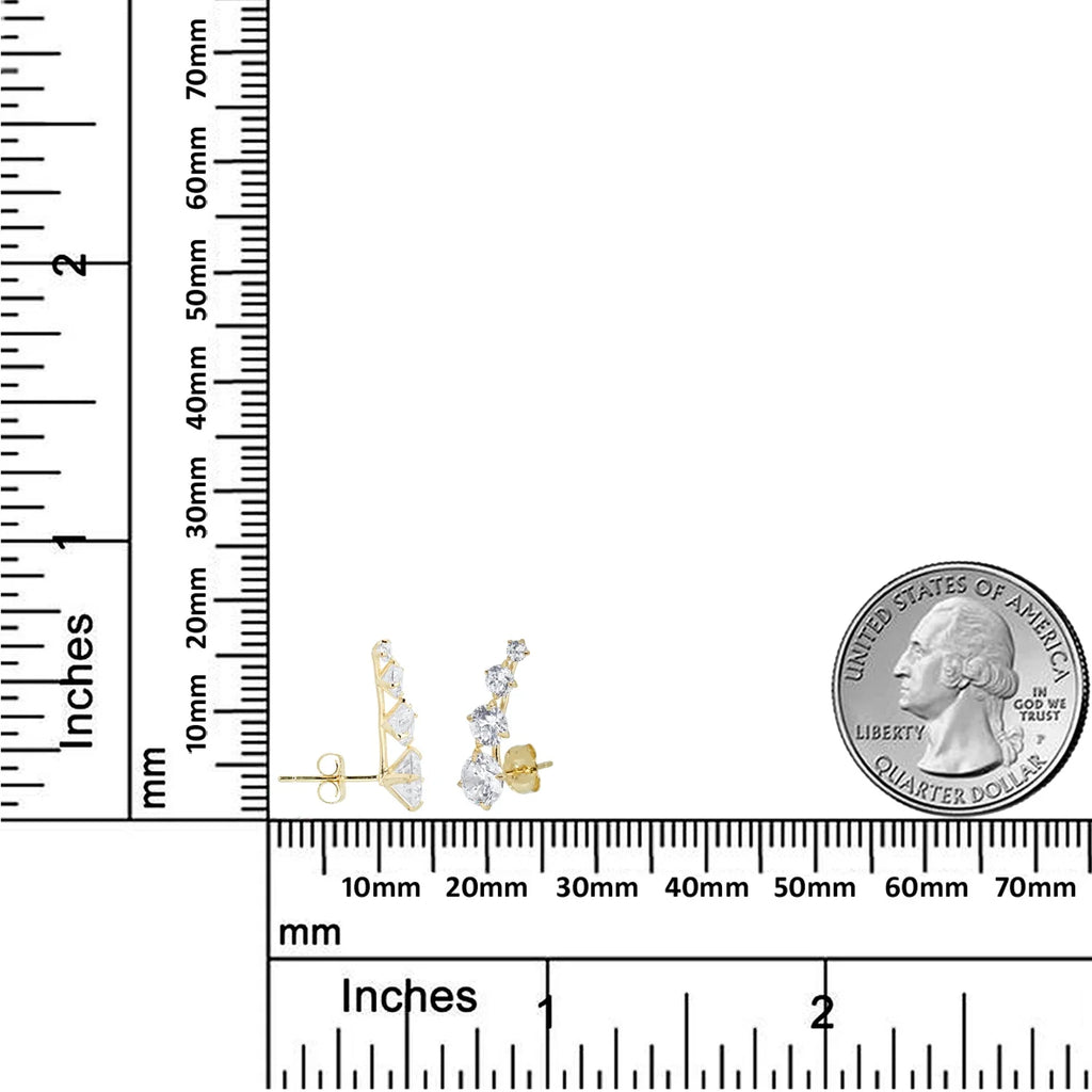10K Yellow Gold Ear Crawler CZ Earrings K927