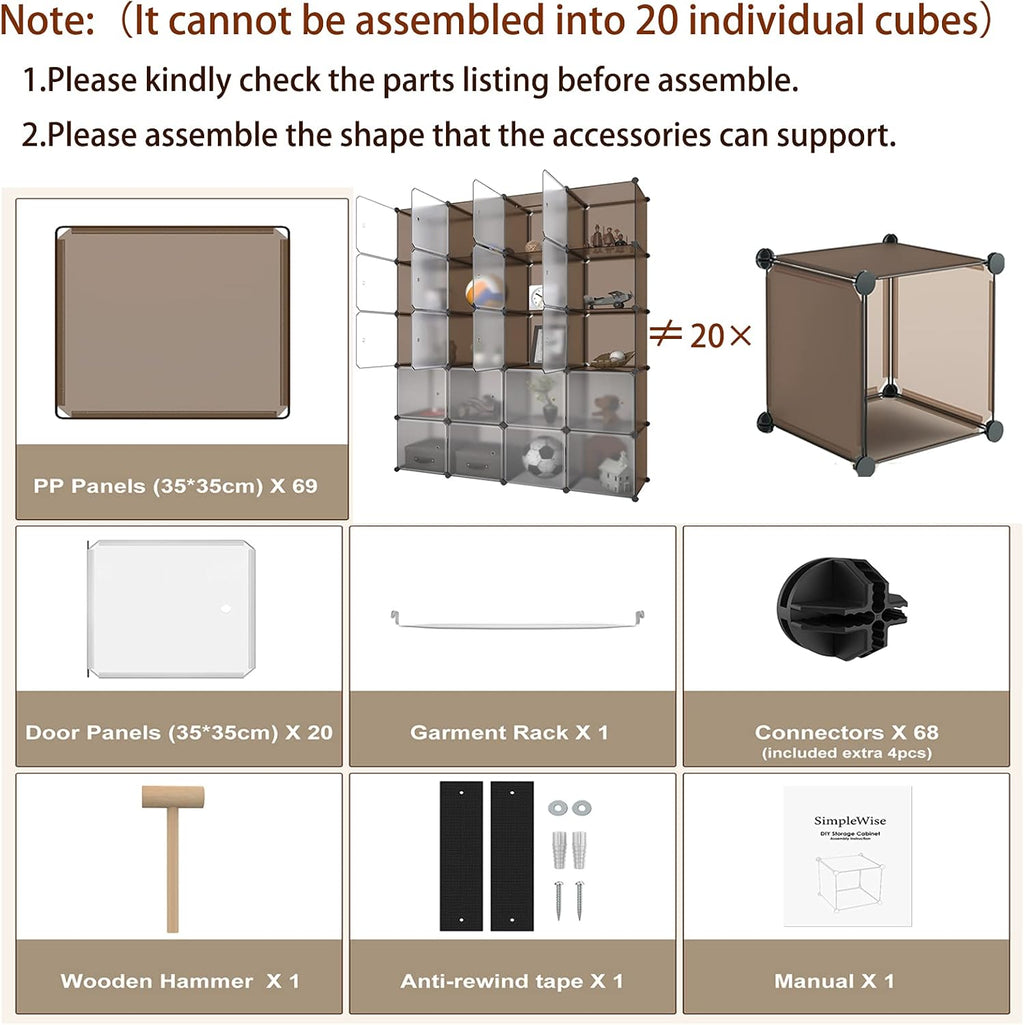 20-Cube Plastic Cube Storage Organizer Y2021