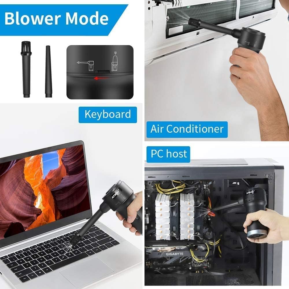 Compressed Air Duster 2-in-1, USB Rechargeable Electric Mini Vacuum Cleaner N401