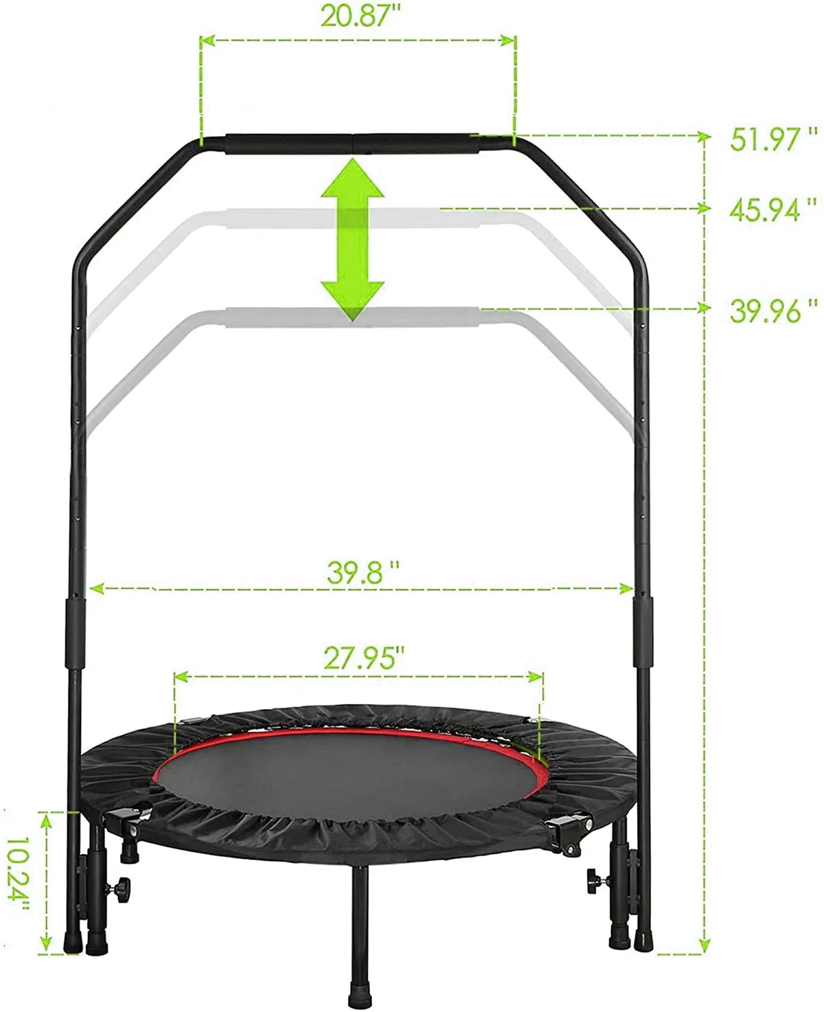 40 Foldable Mini Trampoline with Handrail B8942