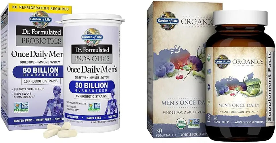 Probiotics for Men 50 Billion CFU Organic Multivitamin Vegan Once Daily C11619