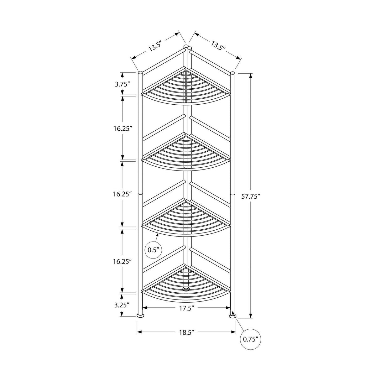 White Metal Corner Bookcase P367