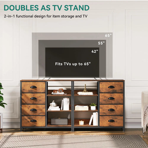 4 Drawer Fabric Dresser with Side Shelf K460303