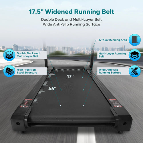 17 Wide Electric Folding Treadmill with Auto Incline J337537