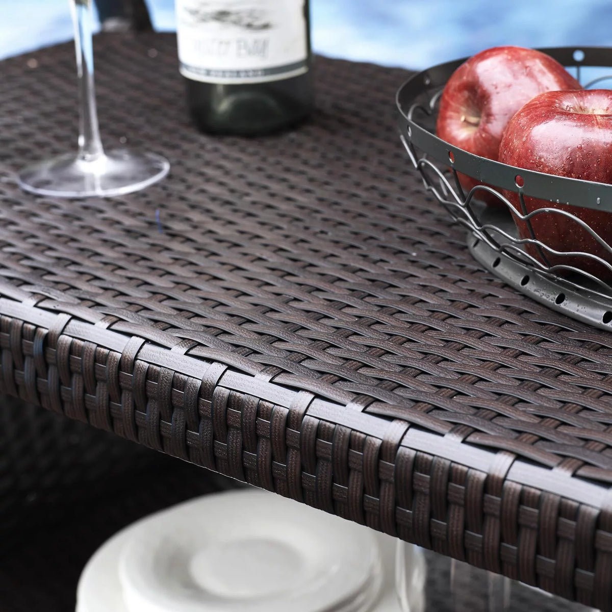 Brown Wicker Bar Cart J177872