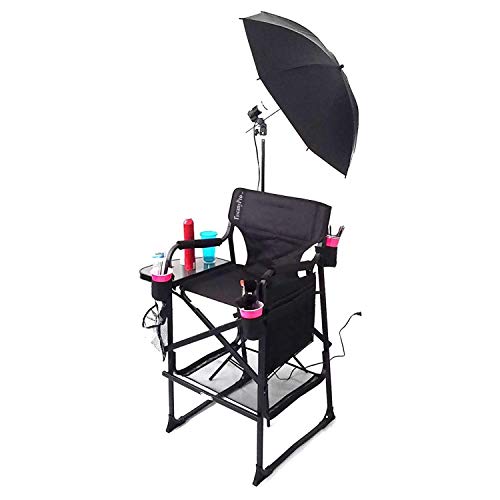 Portable Heavy-Duty Makeup Artist Chair with Umbrella Light Kit D541