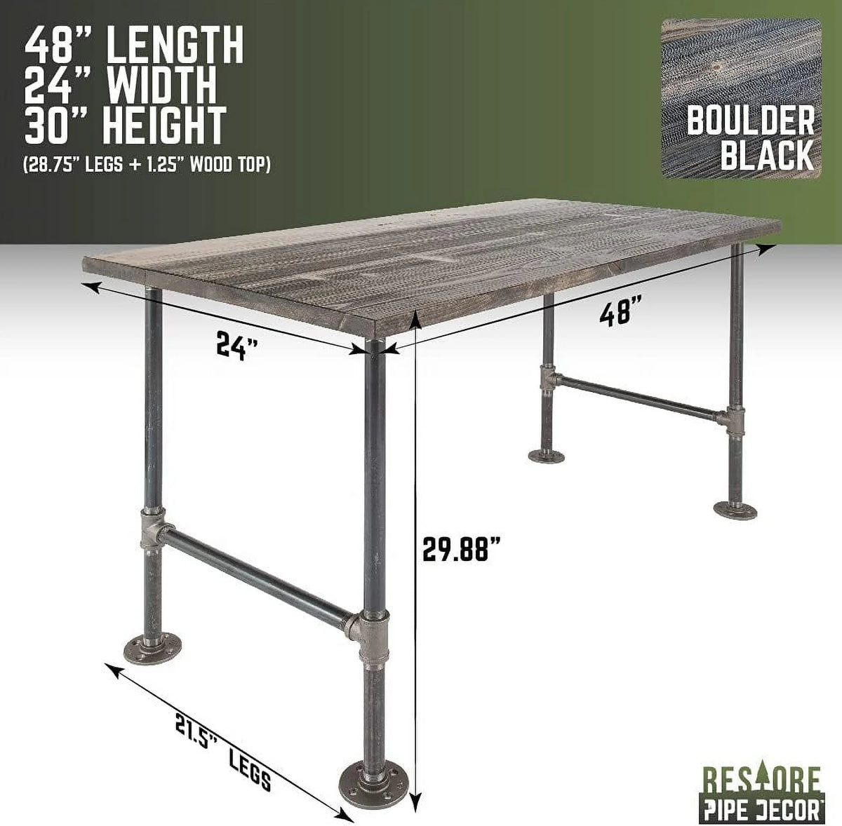 Wood Office Desk with Industrial Pipe Legs P775