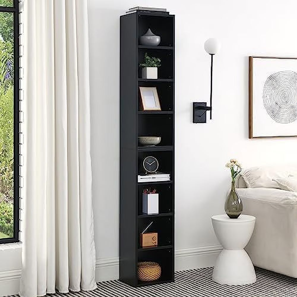 8-Tier Tall Narrow Bookcase with Adjustable Shelves (Walnut) R595