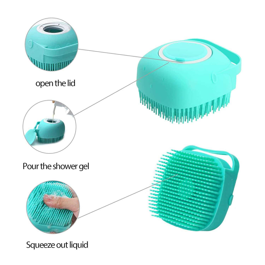 Pet Grooming Bath Massage Brush with Soap and Shampoo Dispenser O40617