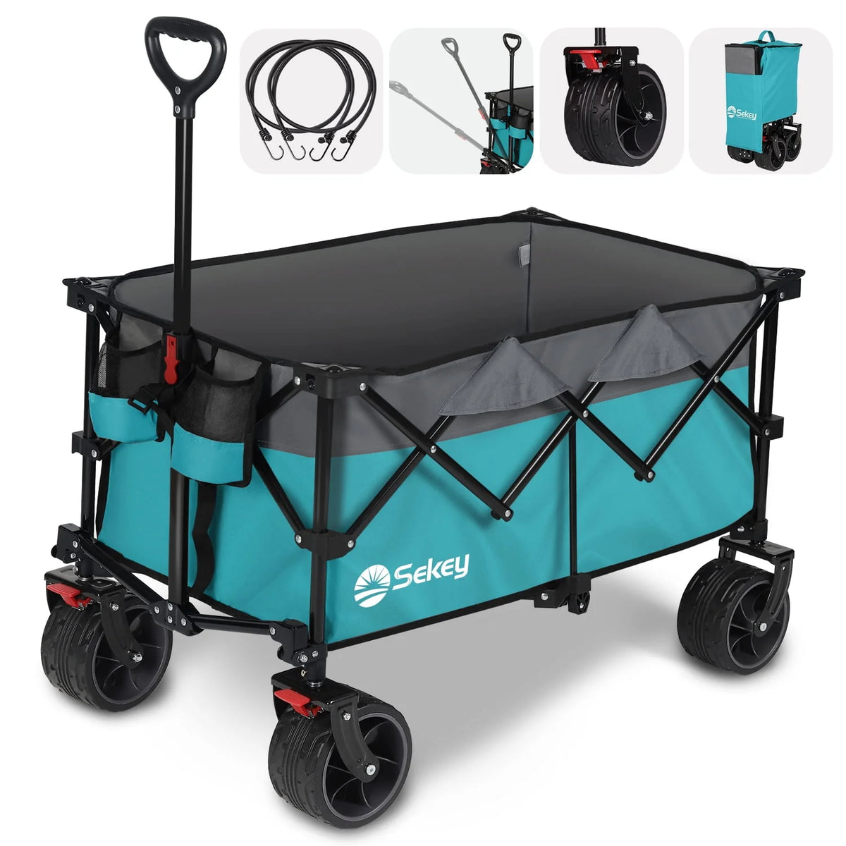 200L Heavy Duty Foldable Wagon with All-Terrain Wheels, Black T102257