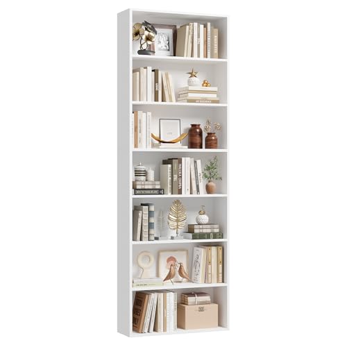 82" Tall 7-Tier White Bookshelf V8232