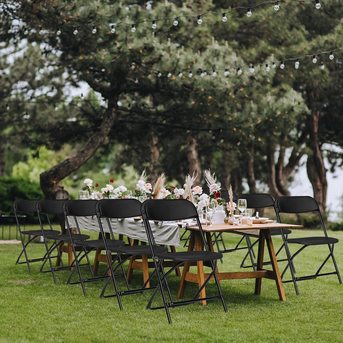 Black Plastic Folding Chairs 6 Pack C844397