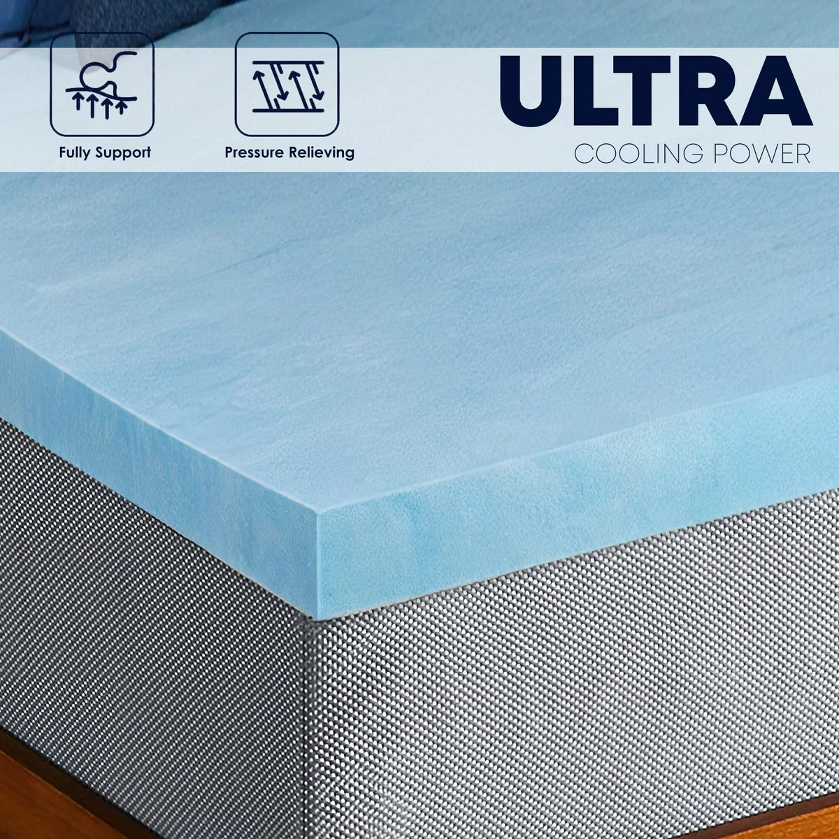 Blue Full Gel Memory Foam Mattress Topper C59562