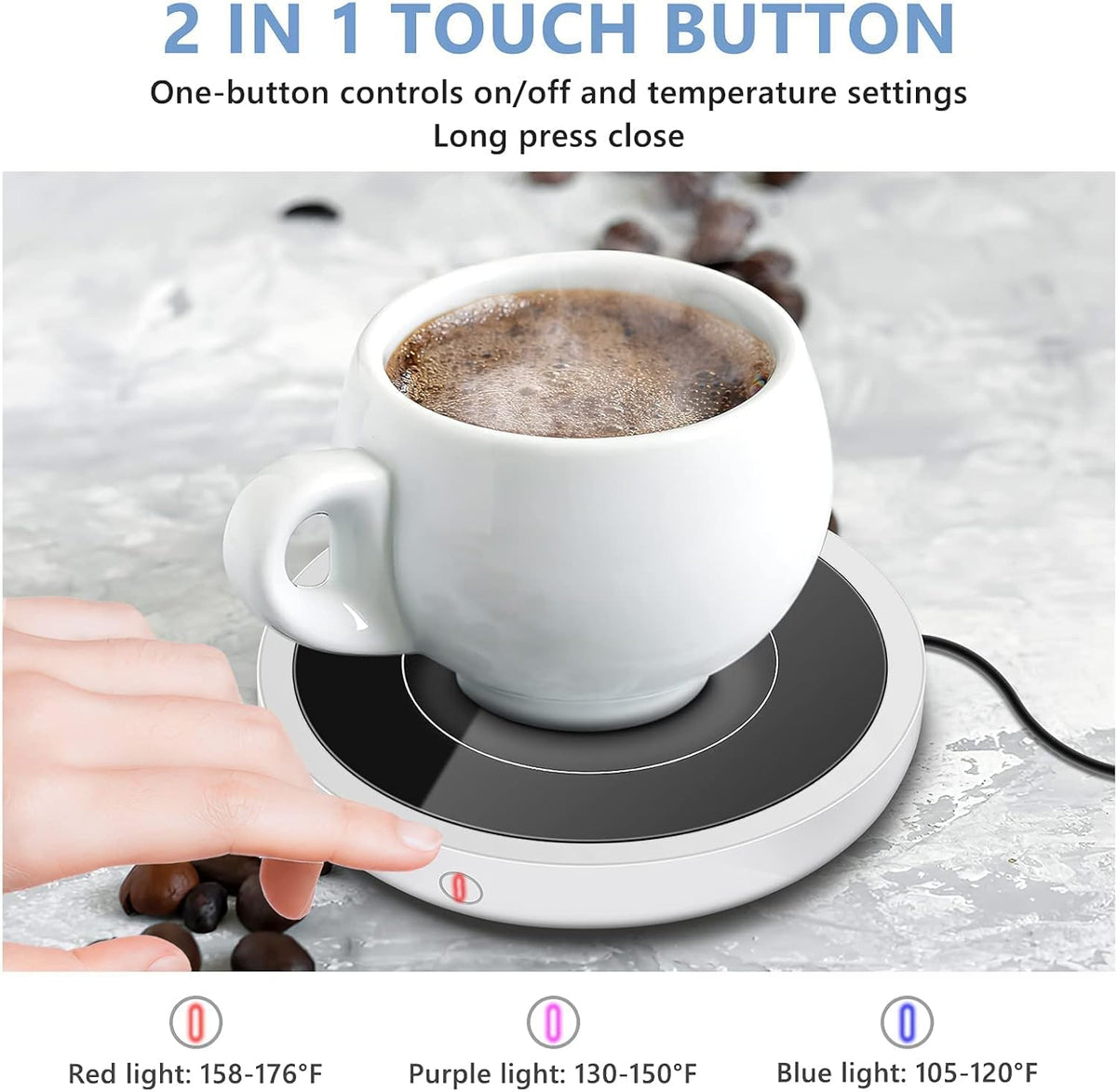 Electric Beverage Warmer Plate with 3 Temperature Settings W201