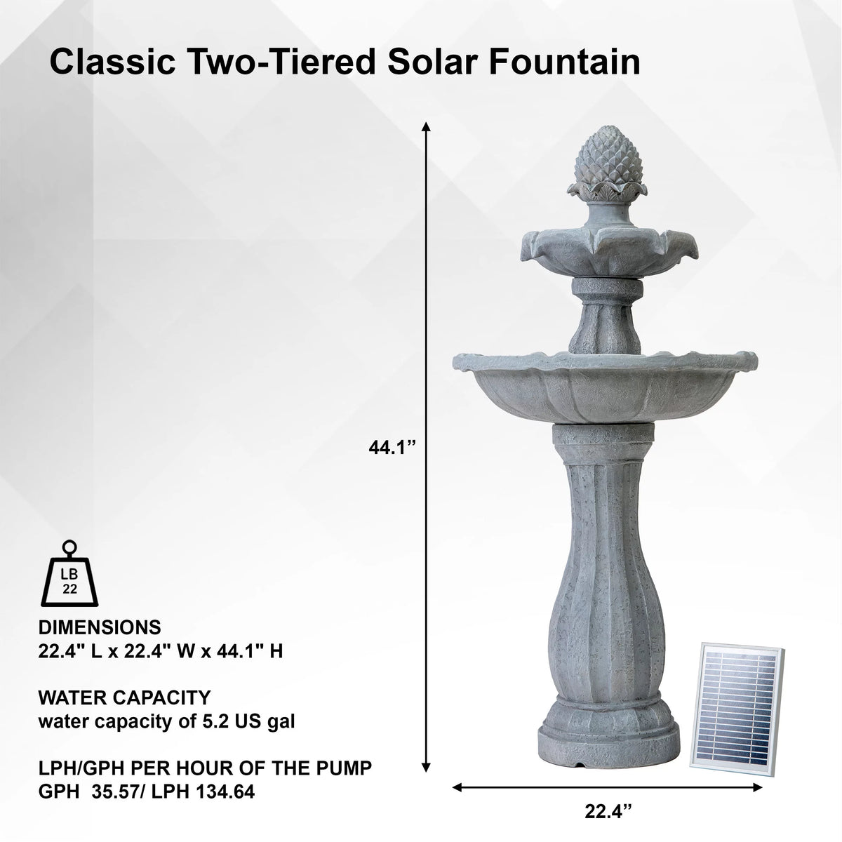 White 2-Tier Solar Water Fountain Q76484