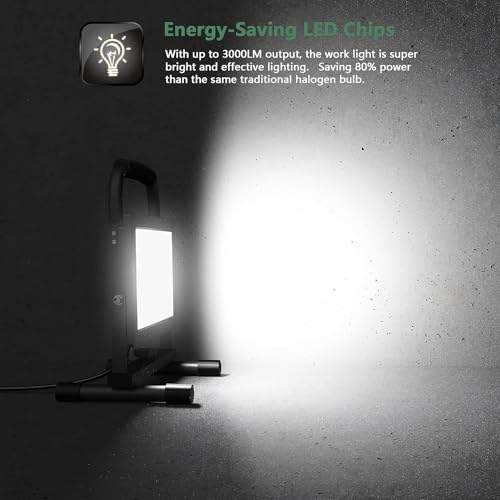 50W LED Work Light, 5000LM, IP66 Waterproof, 16ft Cord with Plug V470045