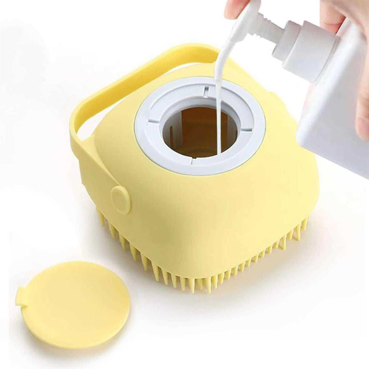 Pet Grooming Bath Massage Brush with Soap and Shampoo Dispenser O40617