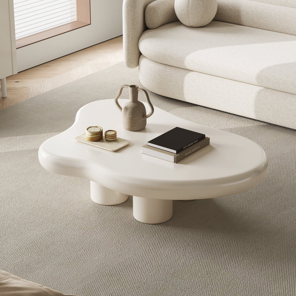 Cream White Coffee Table with 4 Legs X50679