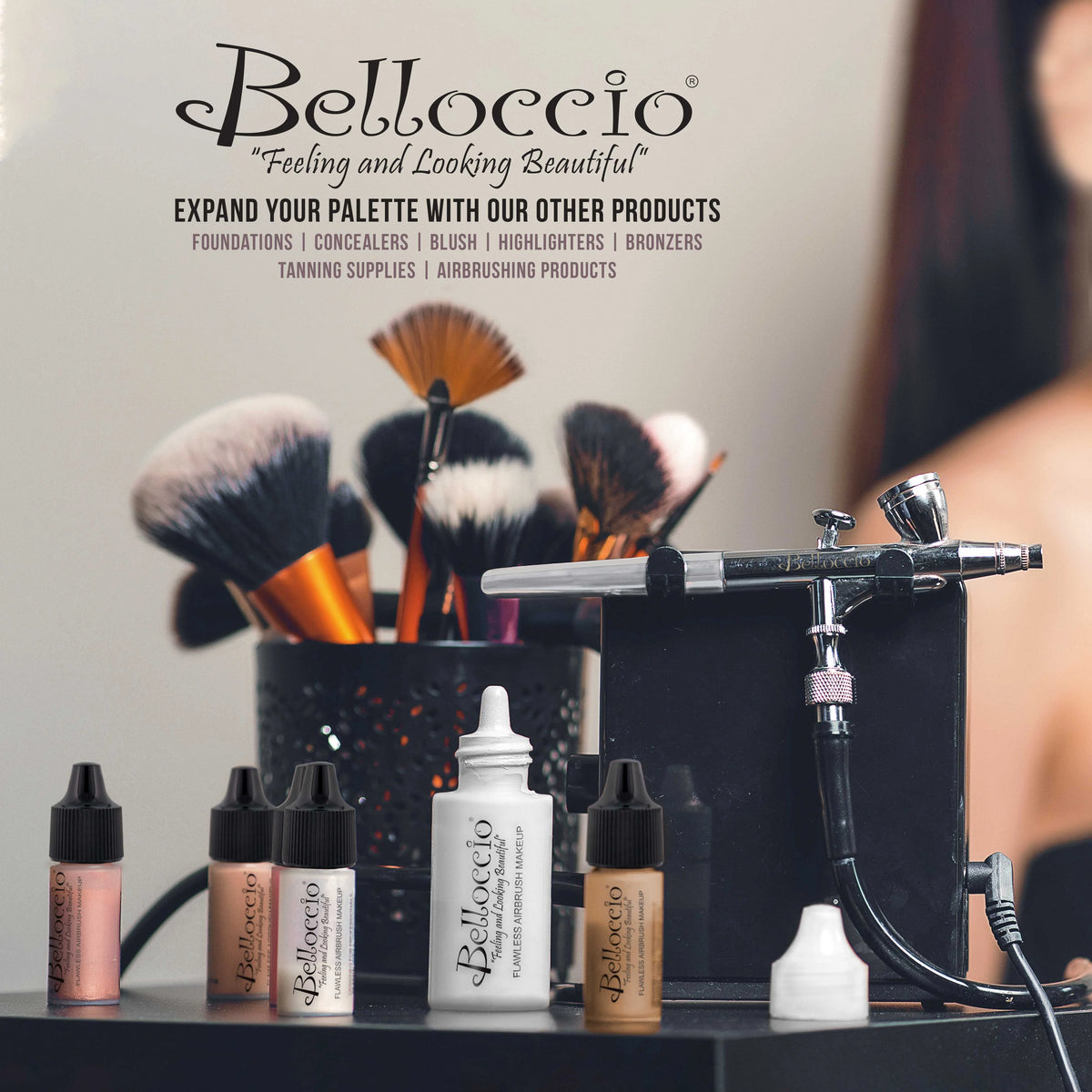 Airbrush Makeup Foundation Set Light Shade Face Cosmetic Kit M152517