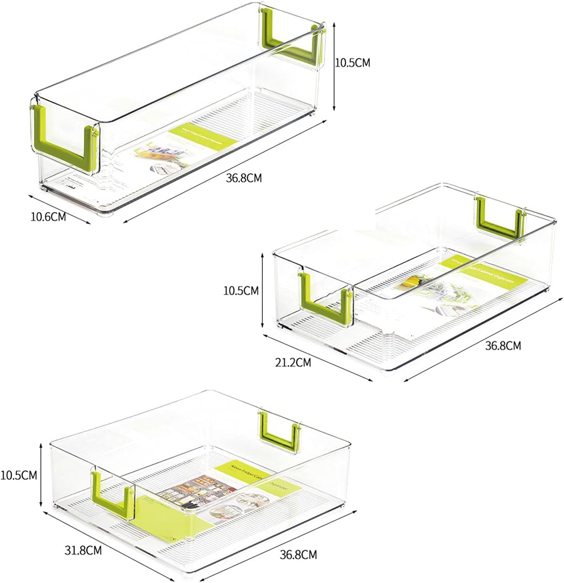 Clear Refrigerator Organizer Bins, 3 Pantry Bins D14907