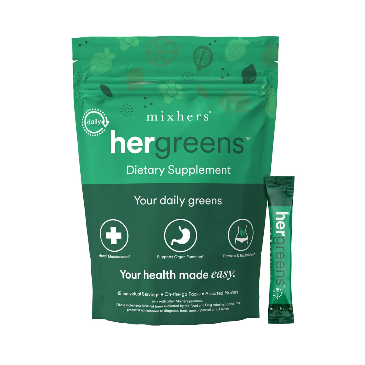 Greens & Veggie Powder with Digestive Enzymes & Kale 15 Drink Packets F847966