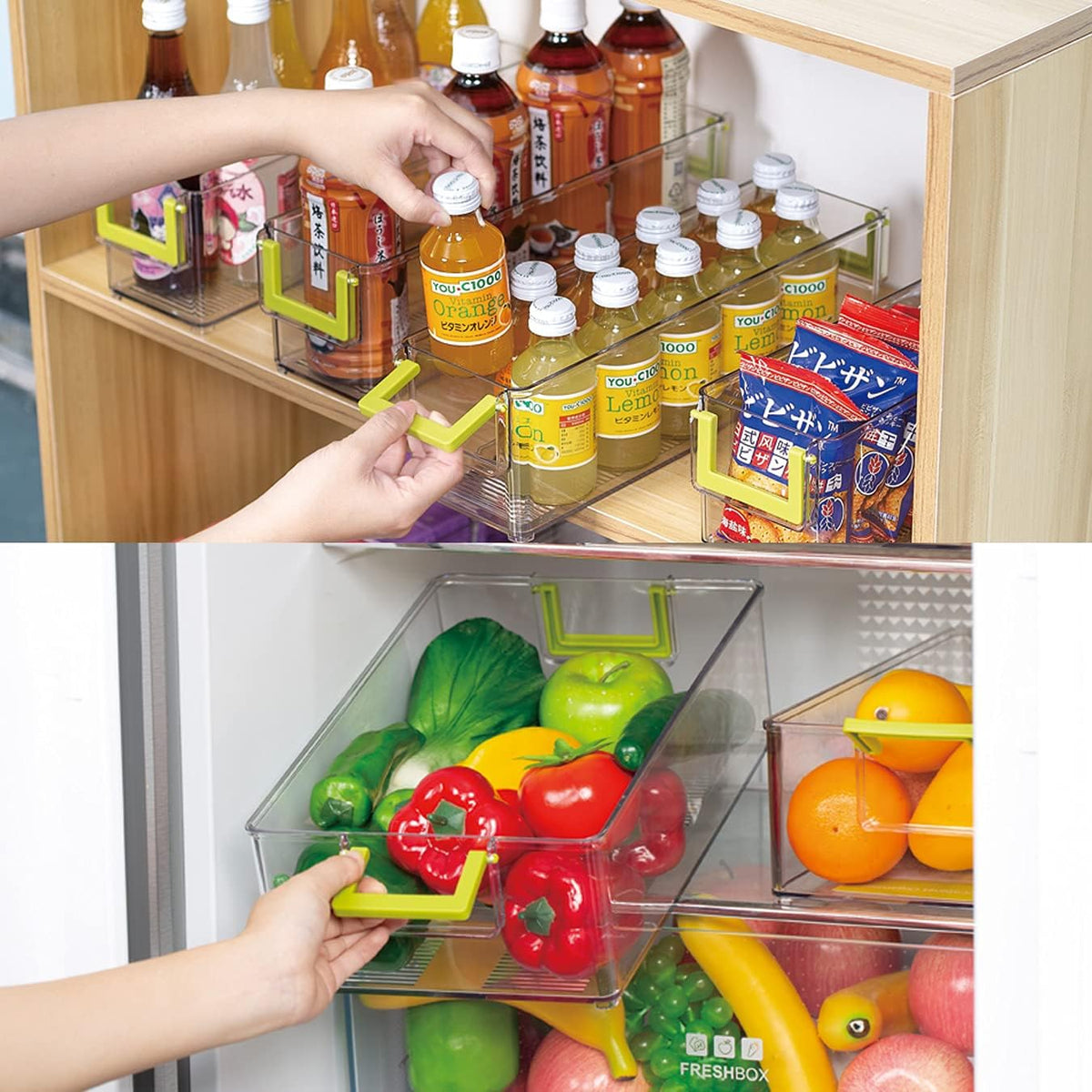 Clear Refrigerator Organizer Bins, 3 Pantry Bins D14907