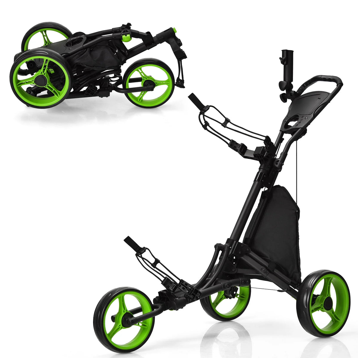 Folding 3 Wheels Golf Push Cart with Bag Scoreboard C24836