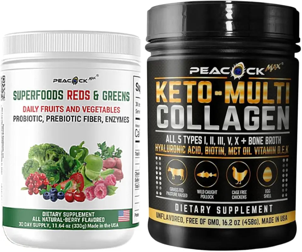 Collagen Protein Powder & Superfood Reds & Greens Powder Bundle X761