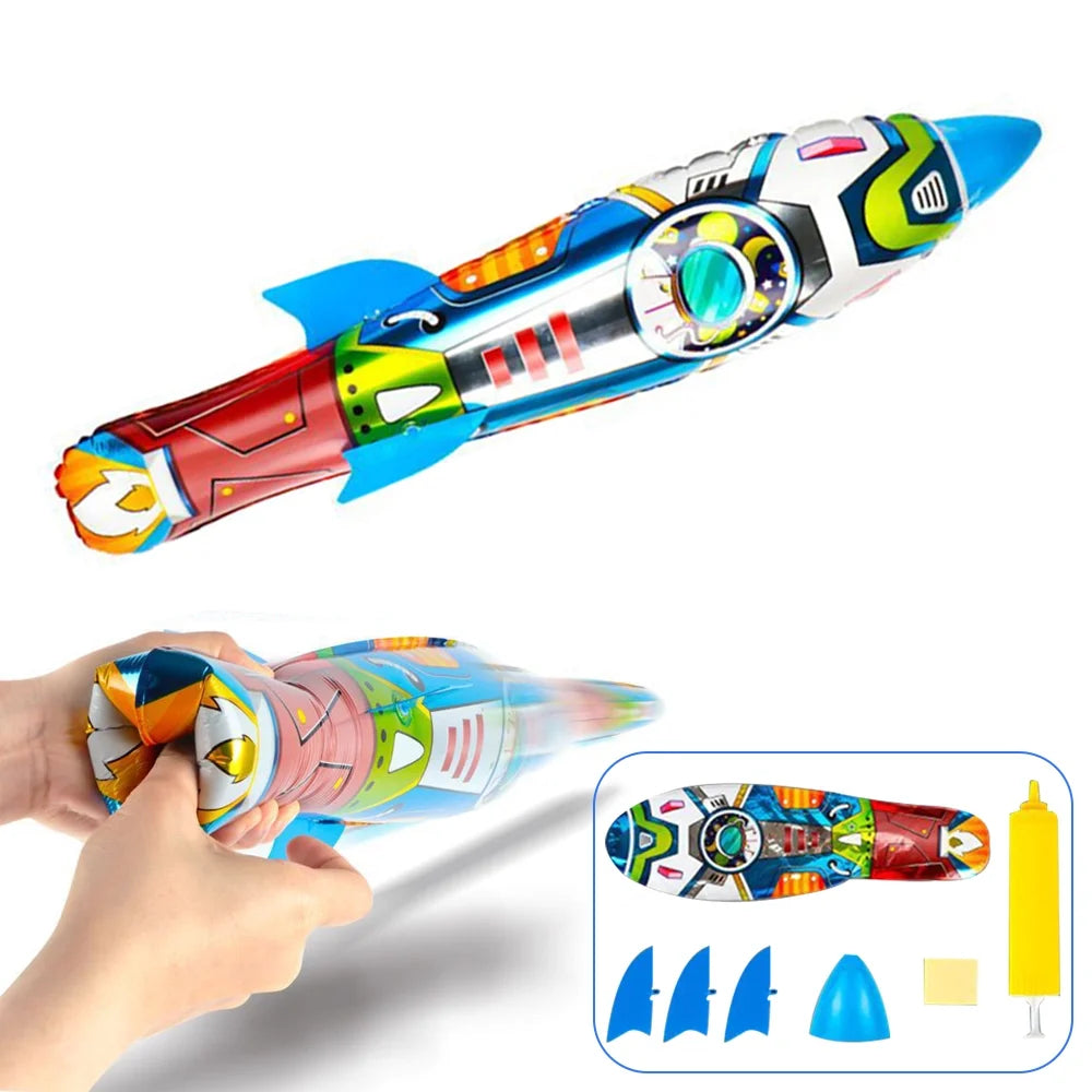 Children Ejection Rocket Outdoor Sport Shooting Game Inflatable Hand Throwing Rocket Launcher Boys Toys K469161